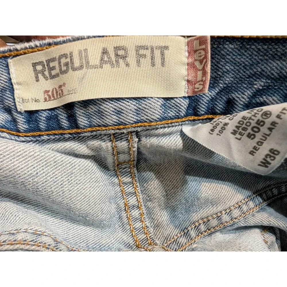 Levi's 505‎ Regular Fit Jeans W36 L32 Light Wash Denim Mens Pants